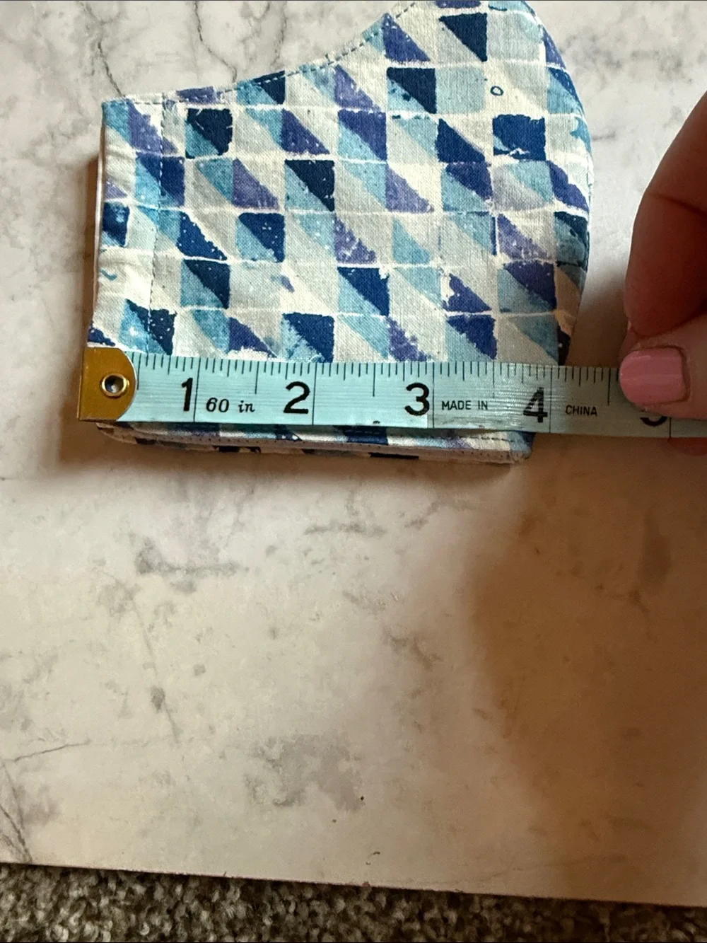 Kids Blue Geometric Cotton Face Mask